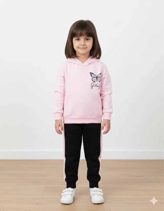 Cotton Blend Printed , Pink & Black (0-6 Months)