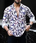 Cotton Full Sleeves Printed Shirt for Men (Multicolor, S)