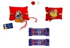 Combo of Wooden 2 Pcs Rakhi, 4.5 Inch Plate, Greeting card, Roli & Chocolate 