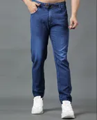 Cotton Blend Slim Fit Jogger Jeans for Men (Blue, 30)