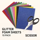 Oddy A4 Size Glitter Foam Sheets,10 pack and SAYA Scissor 