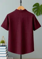 Striped Cotton Blend Mandarin T-Shirt for Boys 