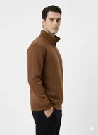 Fleece Solid Sweatshirt for Men, Brown 