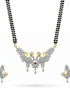 Stones Studded and Beaded Mangalsutra with Earrings, Gold