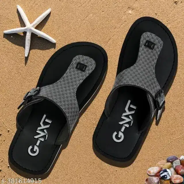 Flipflops for Men (Black & Grey, 7)