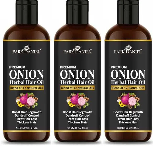 Park Daniel Onion Herbal Hair Oil (Pack of 3, 60 ml) (SE-1130)