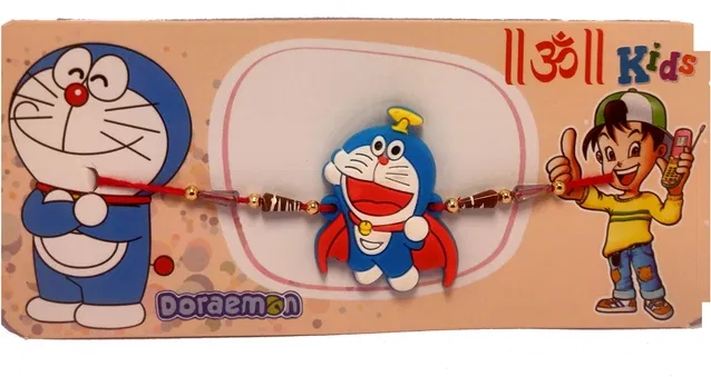 Synthetic Doraemon Eraser Rakhi (Multicolor, Pack of 1)