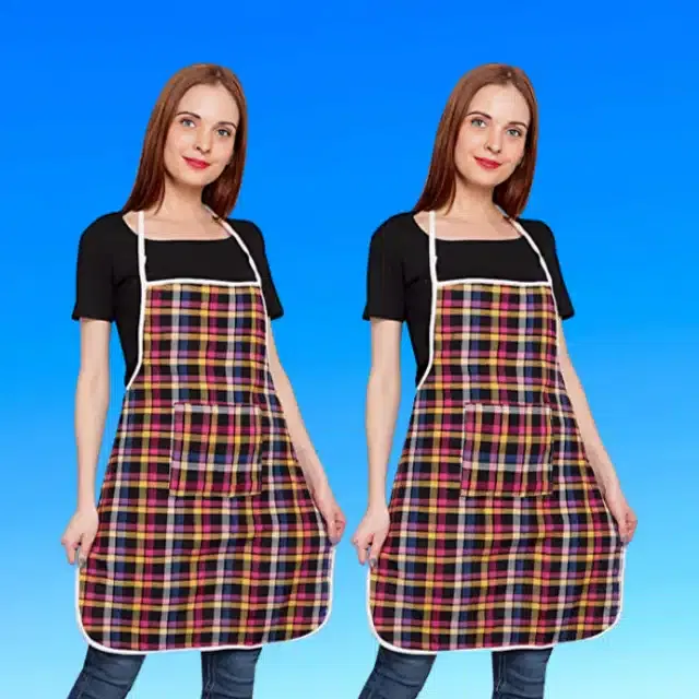 Cotton Kitchen Aprons (Multicolor, Pack of 2)