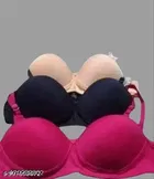 Cotton Solid Bra for Women & Girls, Multicolour, Pack of 3 