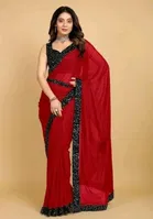 Lycra Blend Solid Saree for Women 