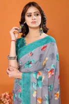 Georgette Printed Saree for Women 