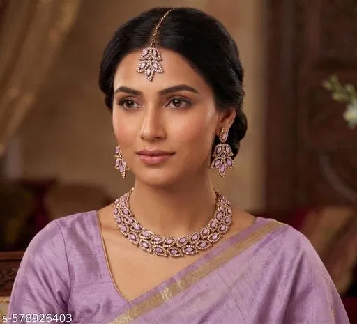 Purple Free Size Necklace Set for Women