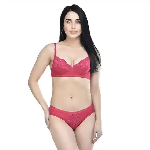 Cotton Lingerie Set for Women (Red, 28)