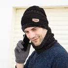 Woolen Cap with Neck Warmer for Men & Women (Black, Set of 1)