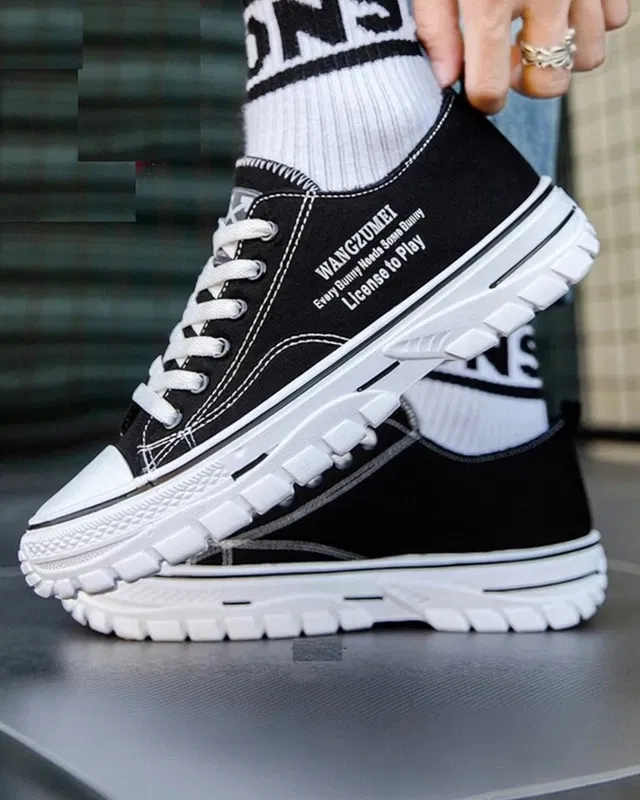 Casual Shoes for Men (Black & White, 8)
