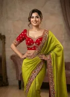Bollywood Embroidered Chiffon Saree for Women 
