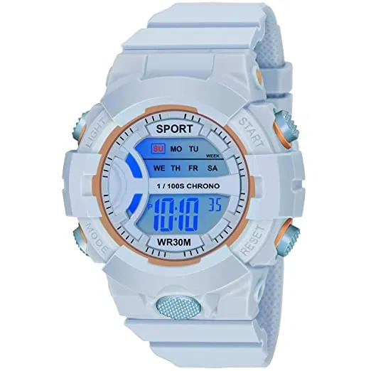 Rubber Strap Round Dial Sports Watch for Kids (Blue)