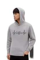 Fleece Printed Hoodie for Men, Grey 