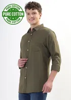 100% Cotton Full Sleeves Solid Shirt for Men 