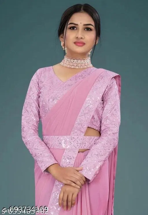 Jimmy Choo Solid Saree For Women, Pink