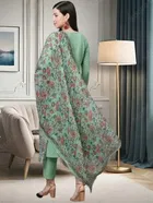 Cotton Blend Solid Kurti with Pant & Dupatta for Women 