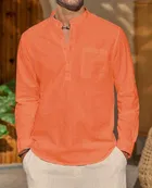 Full Sleeves Solid Short Kurta for Men 