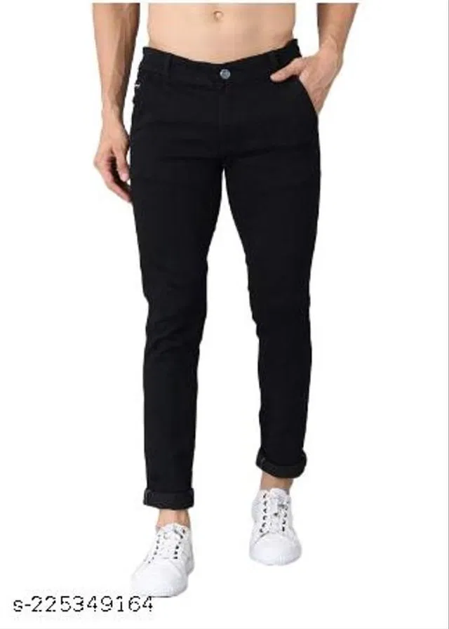 Denim Slim Fit Jeans for Men (Black, 36)
