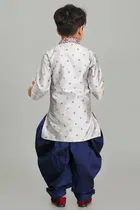 Dupion Silk Printed Kurta with Patiyala Set for Boys 