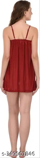 Satin Solid Babydoll for Women, Maroon 