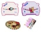 Alloy 2 Pcs Rakhi with 4.5 Inch Plate & Roli Chawal 