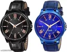 Analog Watch for Men, Pack of 2 (Blue & Black)