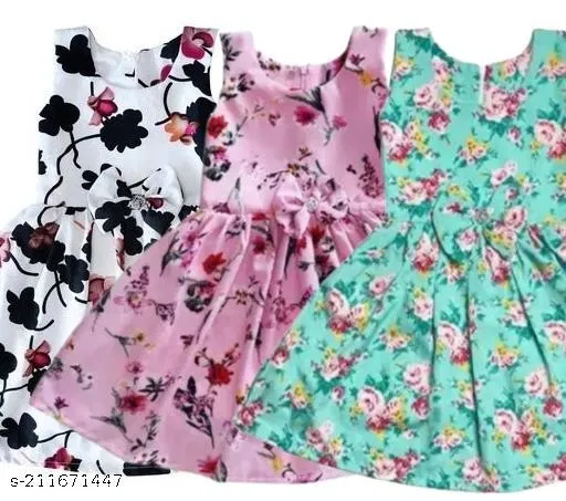 Frocks & Dresses for Girls (Aqua Blue, 9-10 Years)