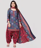Cotton Suit Fabric with Dupatta for Women 