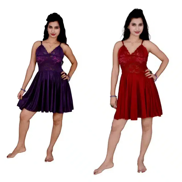 Babydoll for Women (Pack of 2) (Multicolor, Free Size)