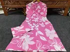 Floral Print Cotton Blend Kurta with Pant for Women, Pink 