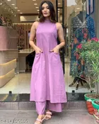 Rayon Solid Kurti with Pant for Women 