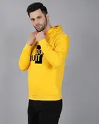 Fleece Printed Hoodie for Men, Yellow 