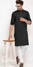 Full Sleeves Solid Kurta with Payjama for Men 