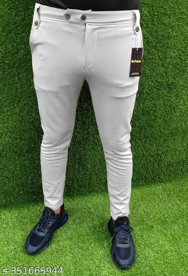 Lycra Track Pant for Men (Grey, 32)
