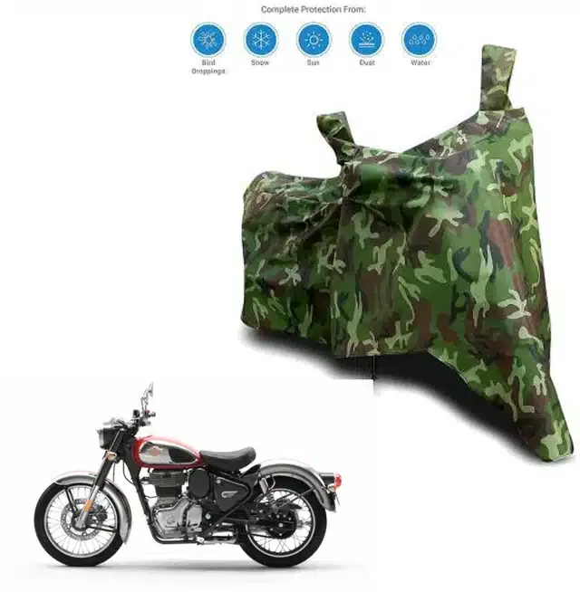 Waterproof & UV Protection Polyester Full Body Cover for Royal Enfield Bullet (Green)