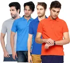 Polo Solid Cotton Blend T-shirts for Men, Pack of 4 
