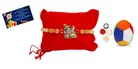 Metal Rakhi with Ball & Greeting Card, Roli 