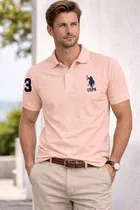 Cotton Matty Polo Neck T-shirt for Men, Peach 