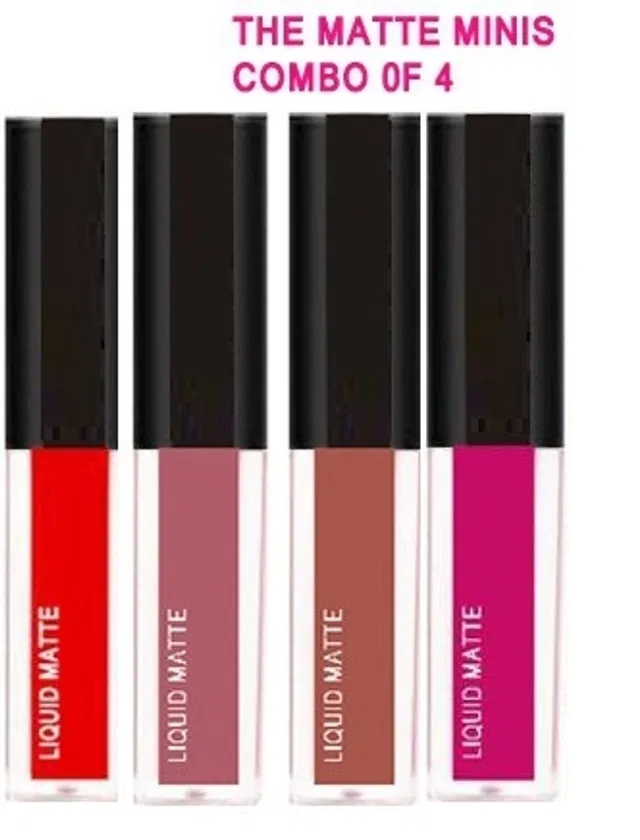 4 in 1 Matte Mini Liquid Lipstick (Multicolor, Pack of 4)