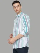 Full Sleeves Striped Shirt for Men (Green, M)