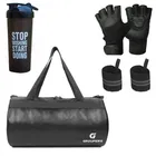 PU Leather Gym Bag with Gloves, Wristband & Shaker Bottle 
