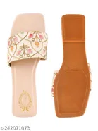 Woven Design Open Toe T- Strap Flats for Women 