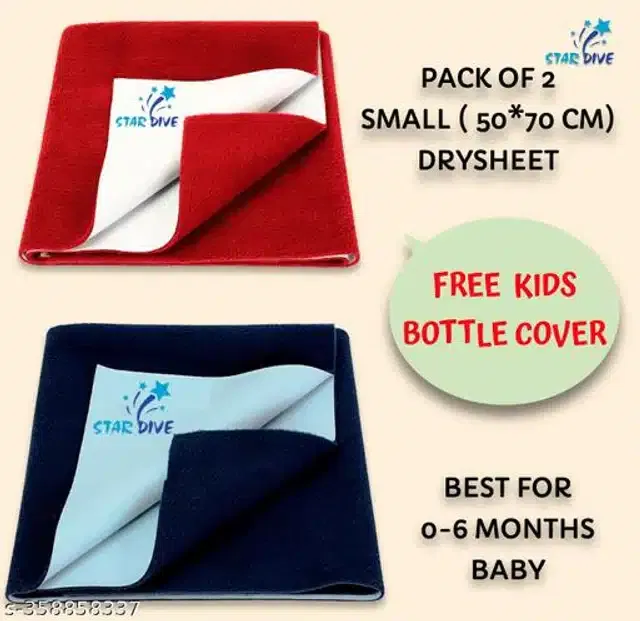 Cotton Mattress Protection Sheet (Maroon & Navy Blue, 28x20 inches) (Pack of 2)