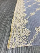 Botanical Aari Work Embroidered Net Dupatta for Women 