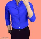 Cotton Blend Solid Shirt for Men, Blue 